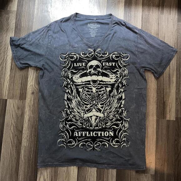 Vintage Affliction grey t-shirt - Picture 3 of 6